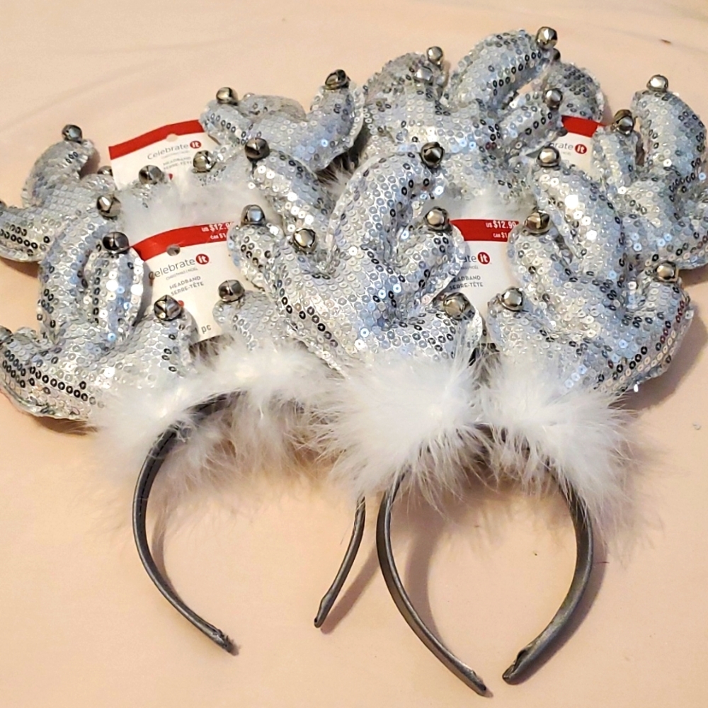 5 Silver Sequin Reindeer Antlers